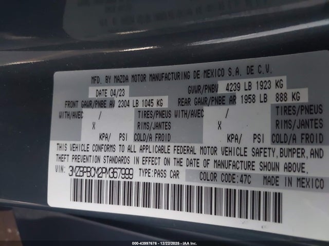 Mazda Mazda3 2.5 S Carbon Edition 2023 3MZBPBCM2PM367999 Image 9