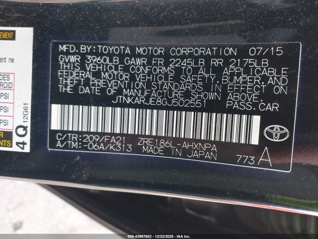 JTNKARJE8GJ502551 Scion IM