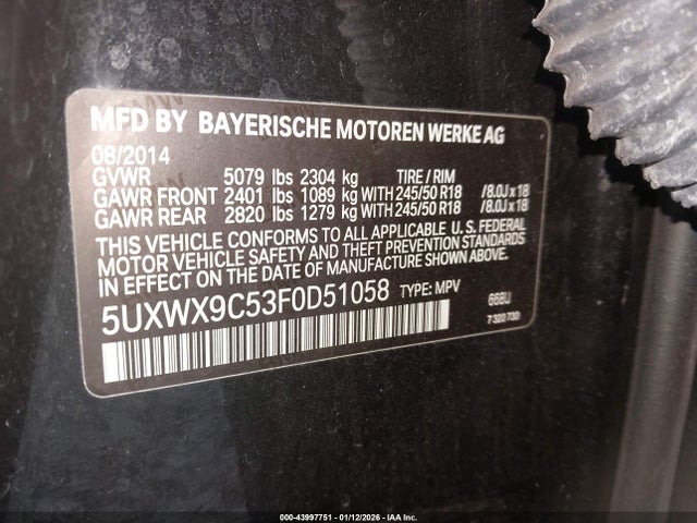 2015 BMW X3 5UXWX9C53F0D51058 Photo 8