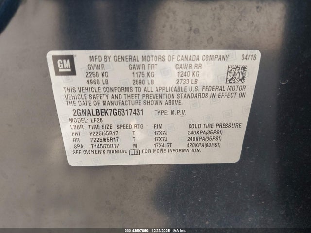 2GNALBEK7G6317431 Chevrolet EQUINOX LS