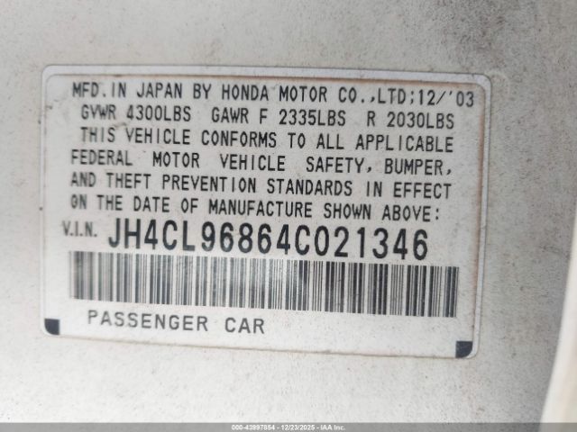 2004 ACURA TSX JH4CL96864C021346 Photo 8