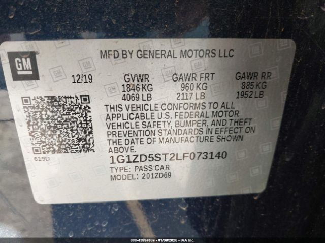 2020 CHEVROLET MALIBU 1G1ZD5ST2LF073140 Photo 8