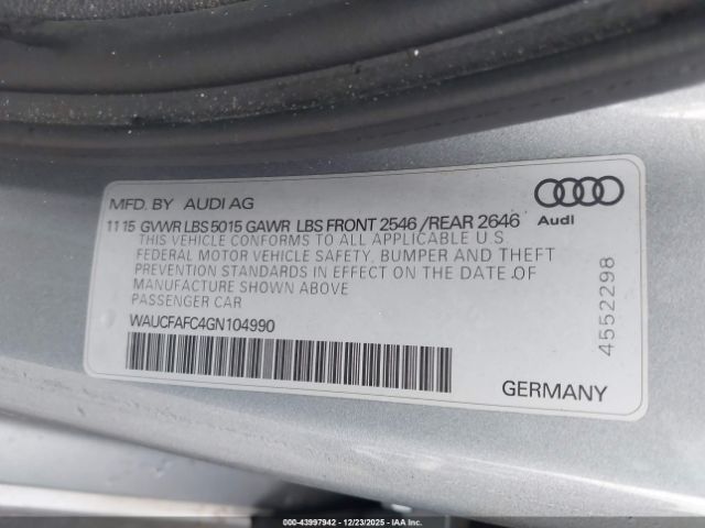 2016 AUDI A6 WAUCFAFC4GN104990 Photo 8