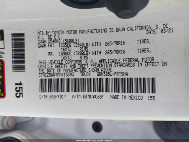 2021 TOYOTA TACOMA 3TMCZ5AN7MM415393 Photo 8