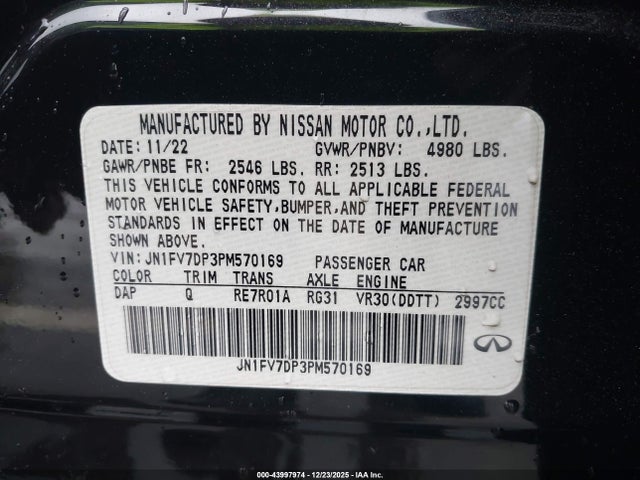 JN1FV7DP3PM570169 Infiniti Q50 Red Sport 400