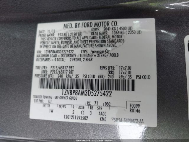 2013 FORD MUSTANG 1ZVBP8AM3D5275422 Photo 8