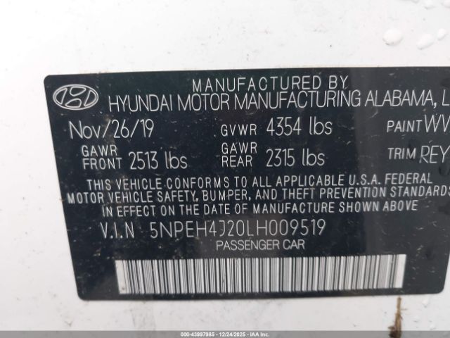 2020 HYUNDAI SONATA 5NPEH4J20LH009519 Photo 8