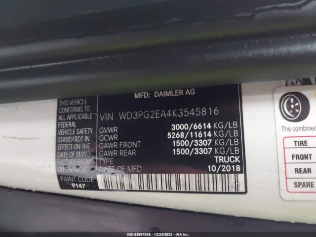 2019 MERCEDES-BENZ METRIS WD3PG2EA4K3545816 Photo 8