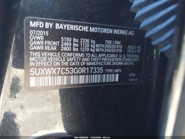 2016 BMW X3 5UXWX7C53G0R17335 Photo 8