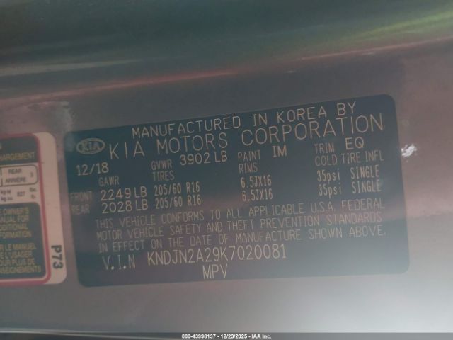 2019 KIA SOUL KNDJN2A29K7020081 Photo 8