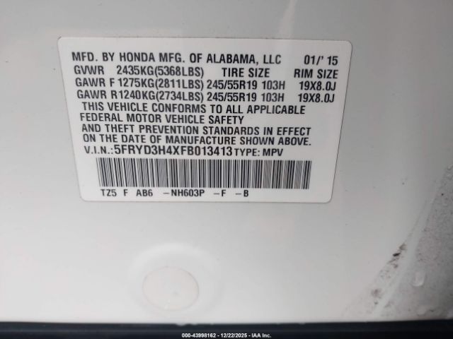 2015 ACURA MDX 5FRYD3H4XFB013413 Photo 8