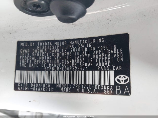 Toyota Corolla Le Plus 2016 5YFBURHE9GP523471 Image 9