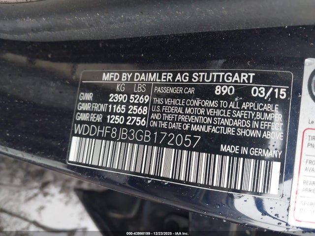 43998199 :رقم المزاد ، WDDHF8JB3GB172057 vin ، 2016 Mercedes-benz E 350 4matic مزاد بيع