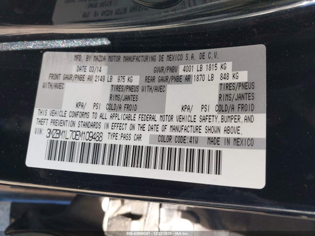 3MZBM1L70EM109488 Mazda Mazda3 I Touring