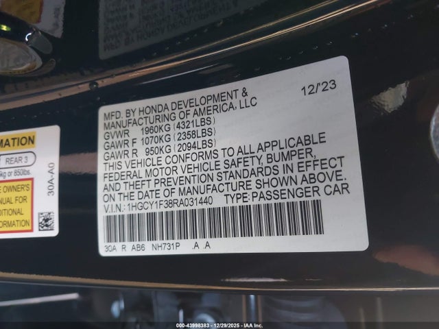 1HGCY1F38RA031440 Honda ACCORD EX