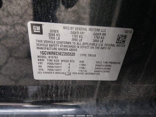 1GCVKREC9EZ265526 Chevrolet Silverado 1500 1lt