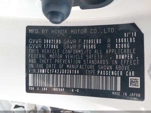 JHMFC1F42JX036104 Honda Civic Ex-t