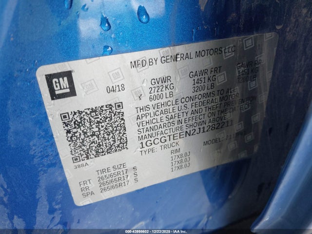 1GCGTEEN2J1282211 Chevrolet Colorado Zr2
