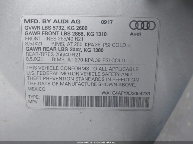 2018 AUDI SQ5 WA1C4AFYXJ2054233 Photo 8