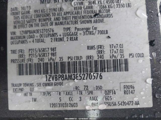 2014 FORD MUSTANG 1ZVBP8AM3E5270576 Photo 8