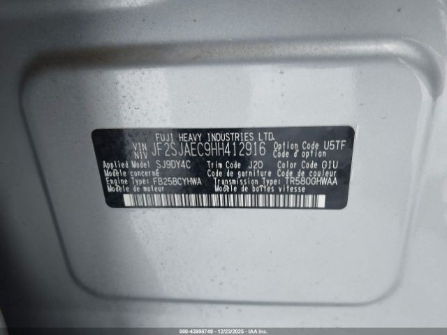 2017 SUBARU FORESTER JF2SJAEC9HH412916 Photo 8