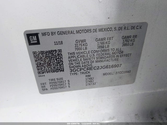 3GCPCREC2JG616907 Chevrolet Silverado 1500 1lt