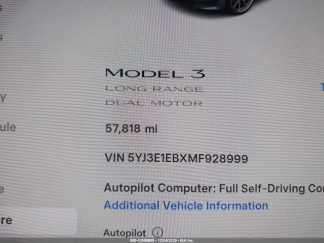 2021 TESLA MODEL 3 5YJ3E1EBXMF928999 Photo 6