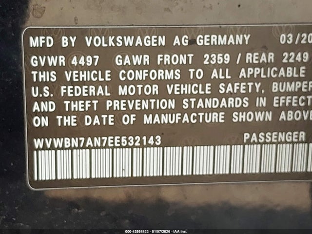 2014 VOLKSWAGEN CC WVWBN7AN7EE532143 Photo 8