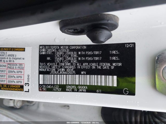 JTERU5JR0N6020075 Toyota 4runner Trd Off Road Premium