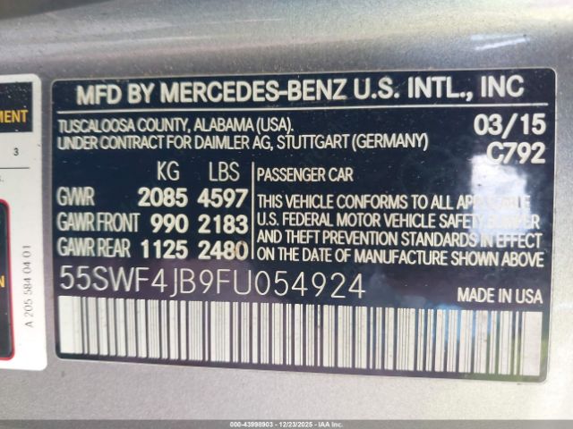 2015 MERCEDES-BENZ C 300 55SWF4JB9FU054924 Photo 8