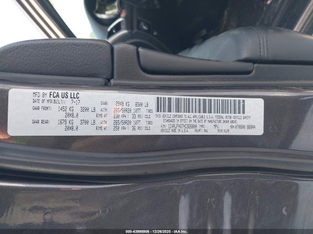2017 Jeep Grand Cherokee Altitude 4x4 მანქანა იყიდება აუქციონზე, vin: 1C4RJFAG7HC926800, აუქციონის ნომერი: 43998906