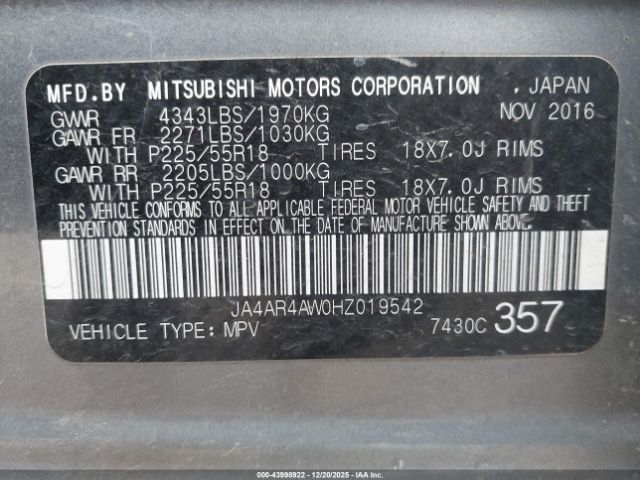 2017 MITSUBISHI OUTLANDER SPORT JA4AR4AW0HZ019542 Photo 8