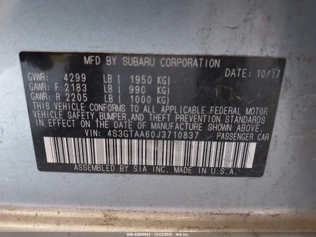 4S3GTAA60J3710837 Subaru Impreza 2.0i