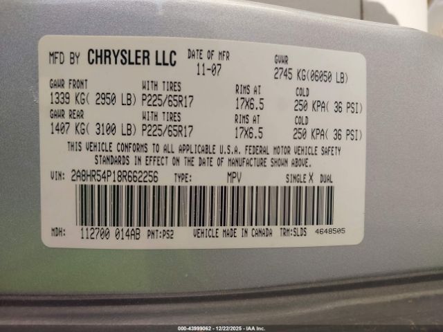 2008 CHRYSLER TOWN & COUNTRY 2A8HR54P18R662256 Photo 8