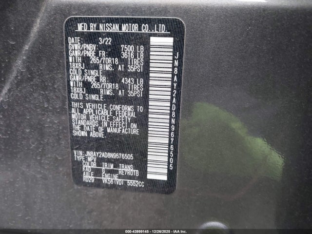 2022 NISSAN ARMADA JN8AY2AD8N9676505 Photo 8