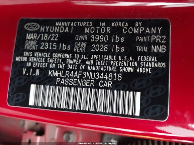 Hyundai Elantra N Line 2022 KMHLR4AF3NU344818 Image 9