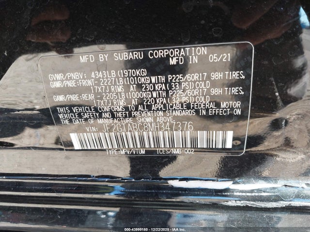 Subaru Crosstrek 2021 JF2GTABC8MH347376 Image 9