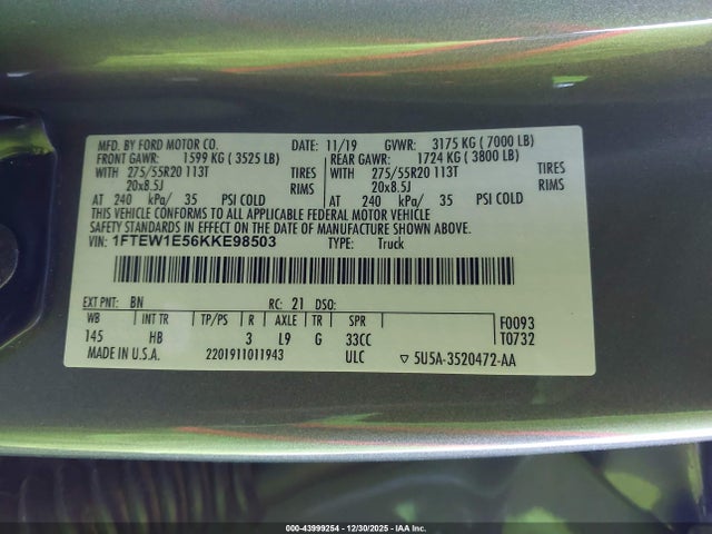 2019 FORD F-150 1FTEW1E56KKE98503 Photo 8