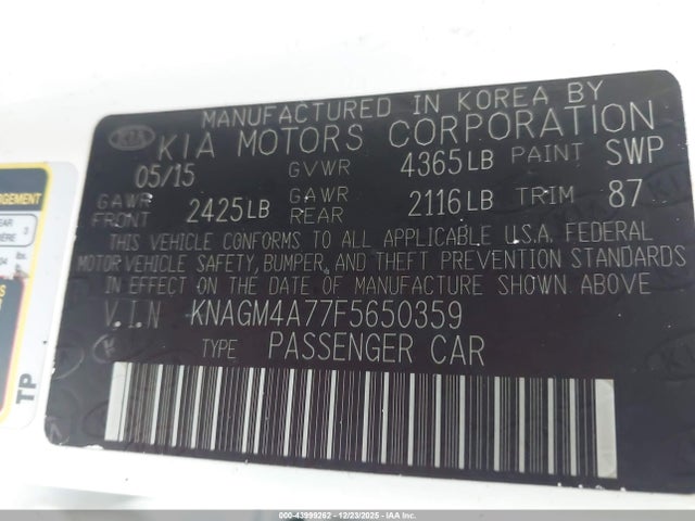 KIA Optima Lx 2015 KNAGM4A77F5650359 Image 9