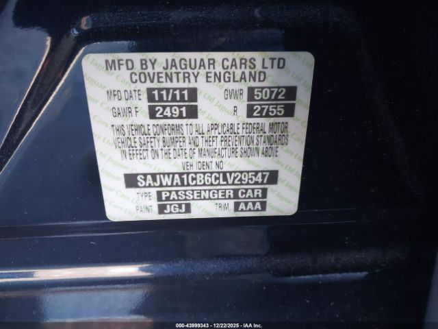 2012 JAGUAR XJ SAJWA1CB6CLV29547 Photo 8