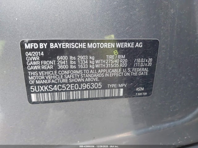 5UXKS4C52E0J96305 BMW X5 Xdrive35d