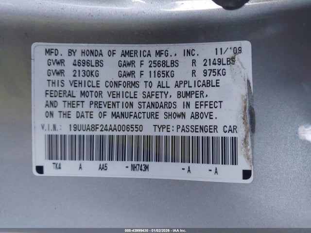 2010 ACURA TL 19UUA8F24AA006550 Photo 8