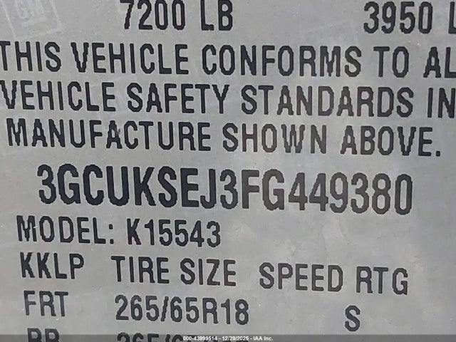 Chevrolet Silverado 1500 2lz 2015 3GCUKSEJ3FG449380 Image 9