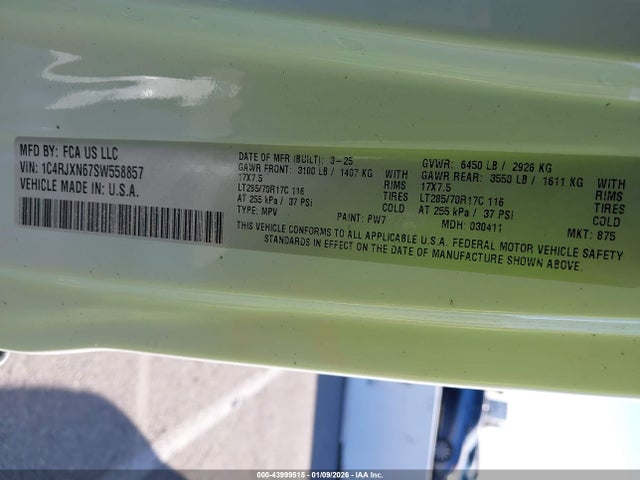 Aukcja sprzedaży 2025 Jeep Wrangler 4xe Willys 4xe, vin: 1C4RJXN67SW558857, numer aukcji: 43999515