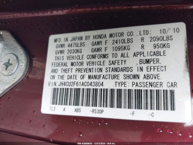 2010 ACURA TSX JH4CU2F61AC043804 Photo 8