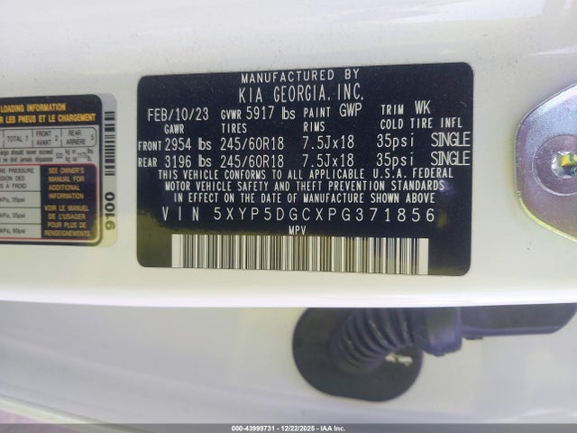 5XYP5DGCXPG371856 KIA Telluride Sx Prestige X-pro