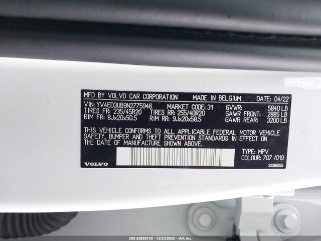 2022 VOLVO XC40 RECHARGE PURE ELECTRIC YV4ED3UB9N2775946 Photo 8