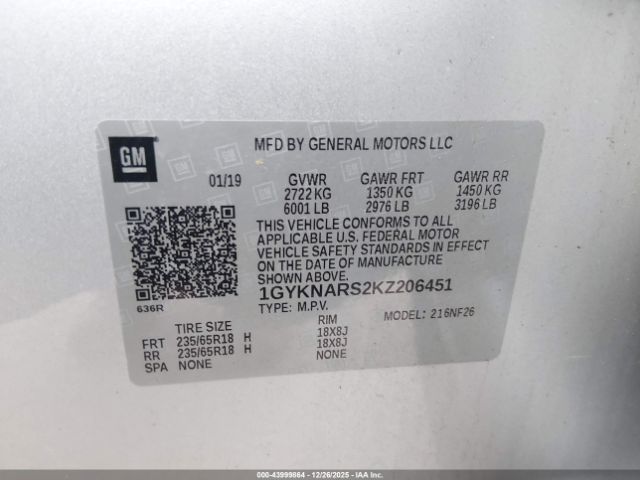 2019 CADILLAC XT5 1GYKNARS2KZ206451 Photo 8