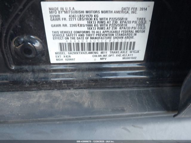 2014 MITSUBISHI OUTLANDER SPORT 4A4AR4AU5EE023327 Photo 8