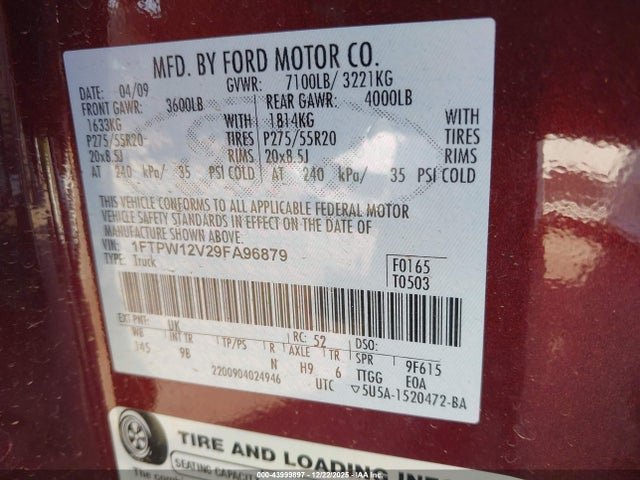 2009 FORD F-150 1FTPW12V29FA96879 Photo 8